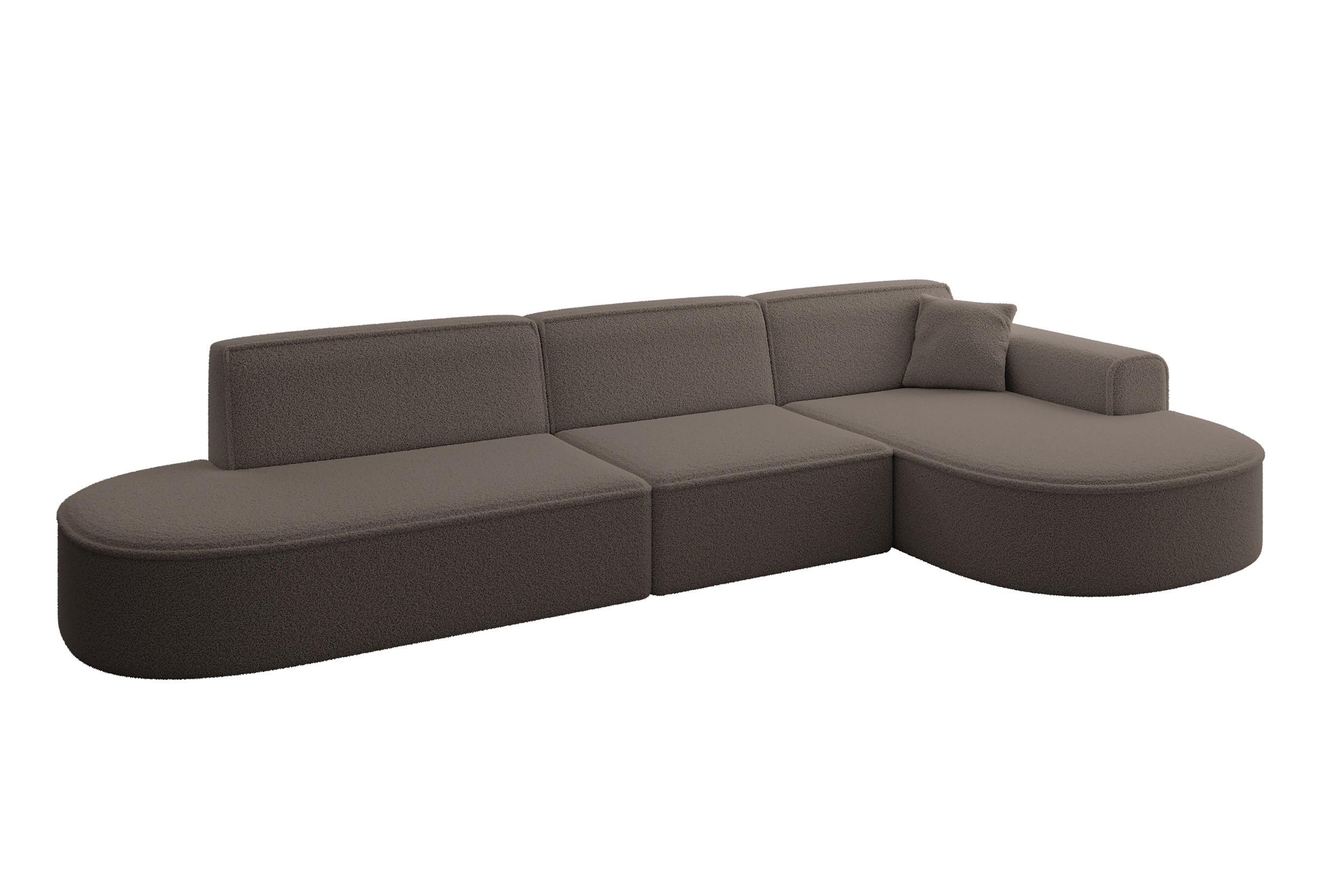 ECKSOFA Ottomane Rechts MARI-L2 - 328x171x79 cm Braun Bouclé - Schwarz/Braun, Holzwerkstoff/Kunststoff (171/328cm) - ALTDECOR