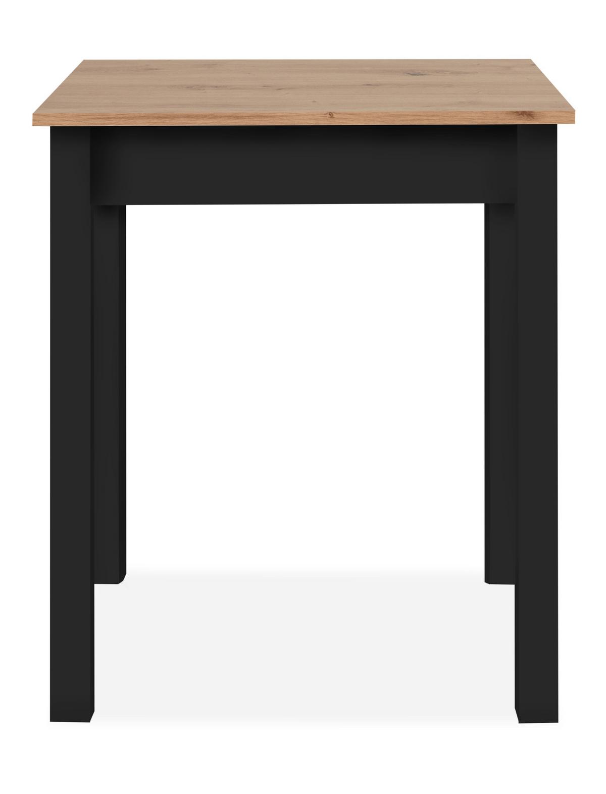 ESSTISCH Eiche Artisan, schwarz 60 x 67 cm, Küchentisch in modernem Design - Schwarz/Eiche Artisan, Holzwerkstoff/Kunststoff (67/60/76cm) - Furn.Design