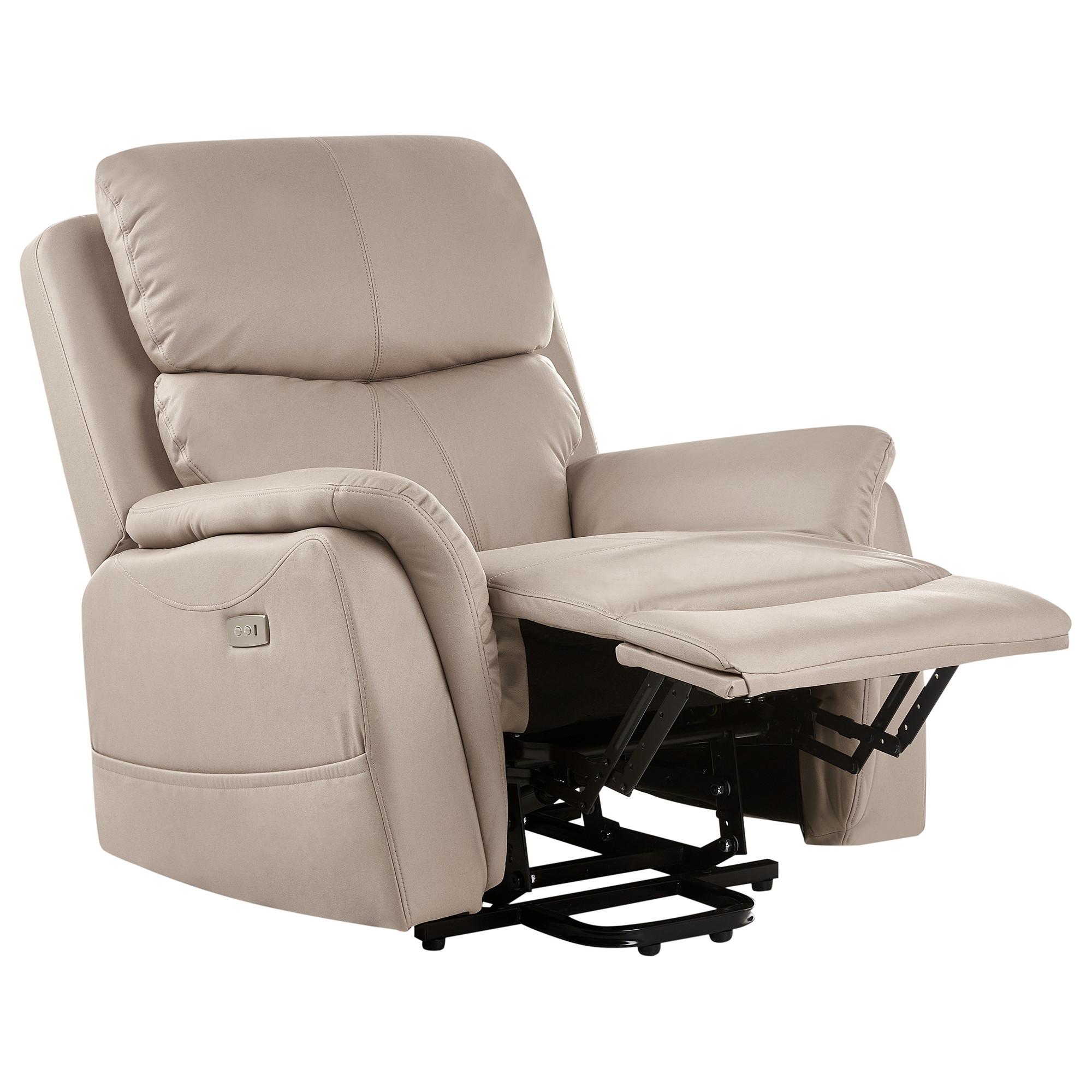 ELEKTRISCHER-FERNSEHSESSEL mit Massagefunktion Stoff Taupe Glorie - Taupe, Textil (85/82/85cm) - Beliani