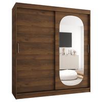 SCHIEBETÜRENSCHRANK mit Spiegel ROYAL 200/180/62 2-türig - Silberfarben/Walnussfarben, Holz (180/62/180cm) - MÖBEL KRYSPOL