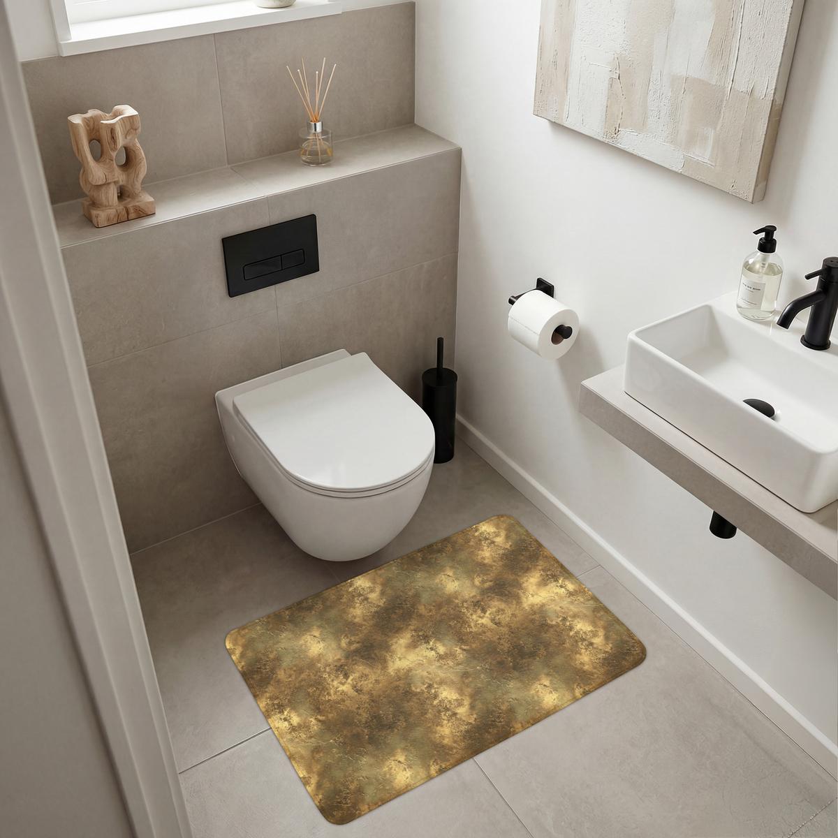 BADEMATTE Antik - Metallic-Look - Gold 90x60 cm - Goldfarben, Textil (90/60cm) - OnlyWow