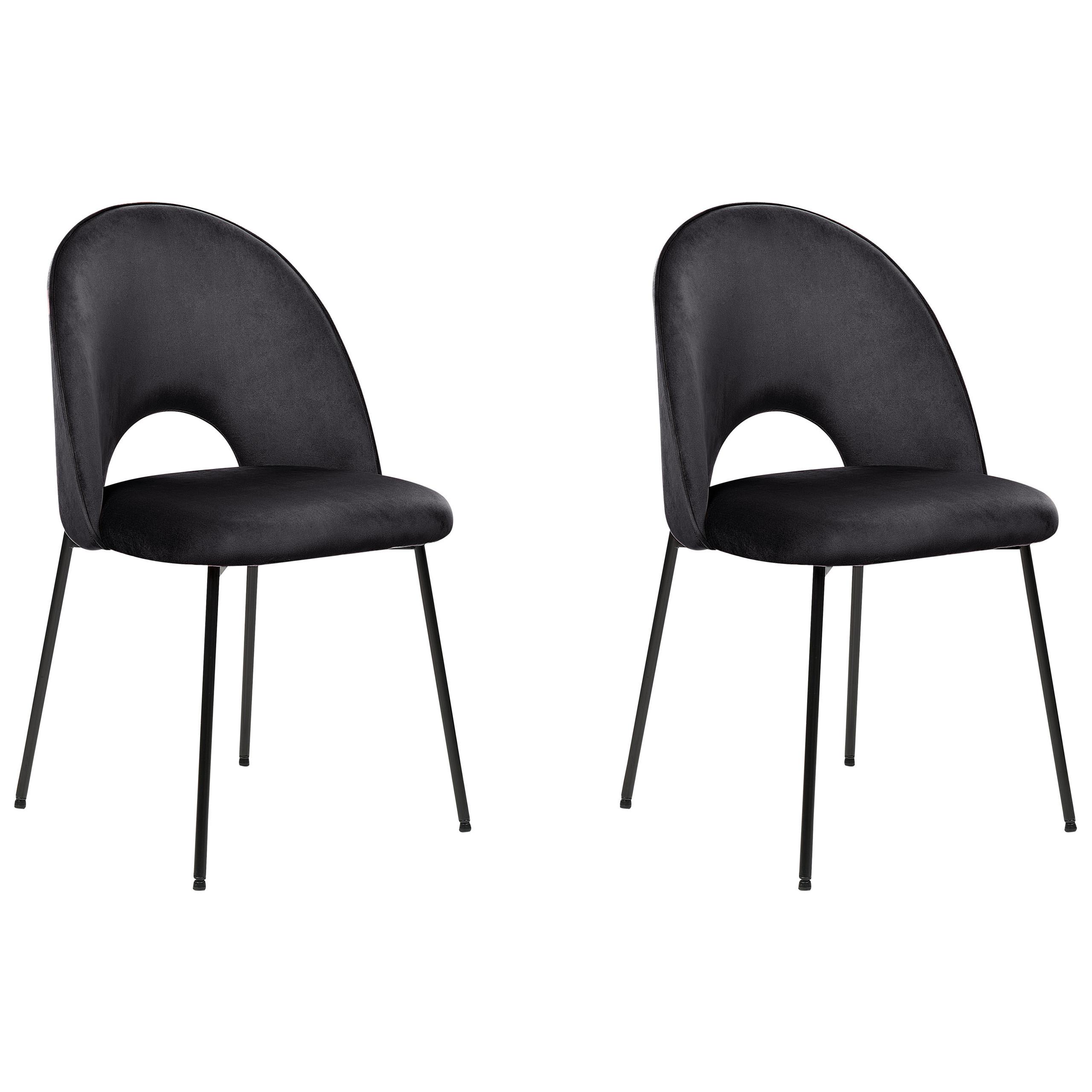 STUHL 2er-Set Samtstoff Schwarz Covelo - Schwarz, Textil/Metall (46/84/45cm) - Beliani