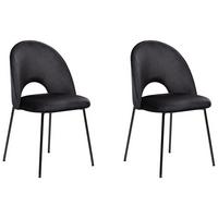 ESSZIMMERSTUHL 2er-Set Samtstoff Schwarz Covelo - Schwarz, Textil/Metall (46/84/45cm) - Beliani