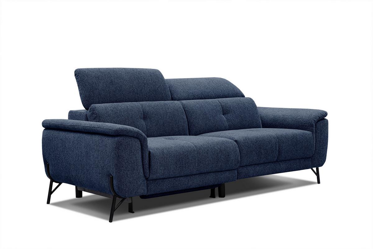 SOFA AVENA 3-Sitzer mit 1 Relaxfunktion, dunkelblau - Dunkelblau, Holzwerkstoff/Textil (204/80/108cm) - Wozimo