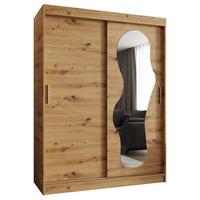 SCHIEBETÜRENSCHRANK mit Spiegel ULTRA 200/150/62 2-türig - Silberfarben/Eiche Artisan, Holz (150/200/62cm) - MÖBEL KRYSPOL