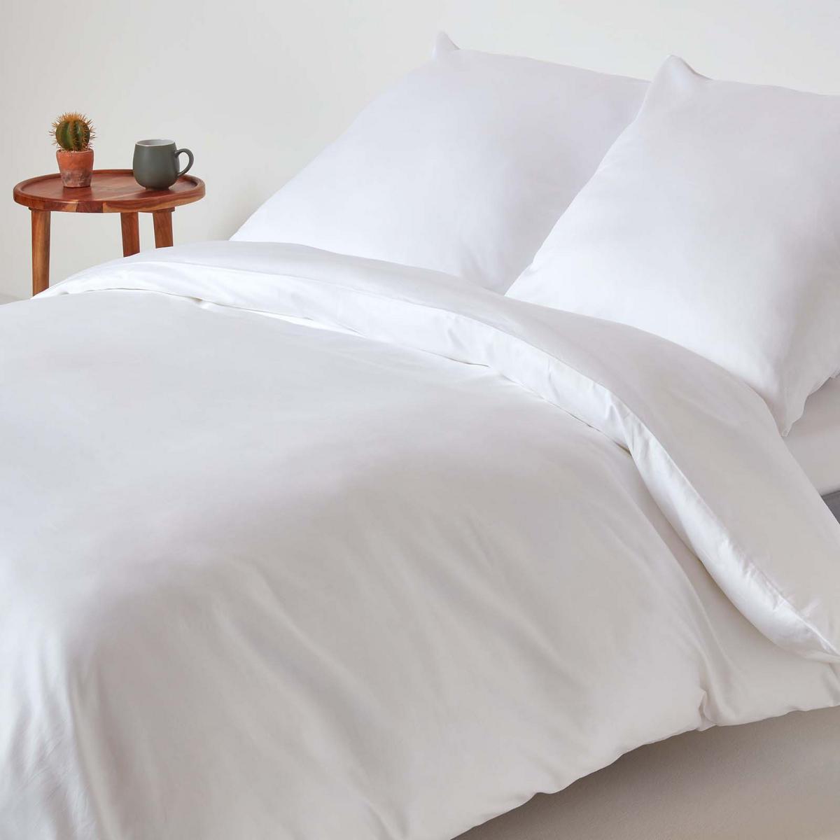 BIO-BETTWÄSCHE Satin Fadendichte 400 - Weiß, Textil (155/220cm) - Homescapes