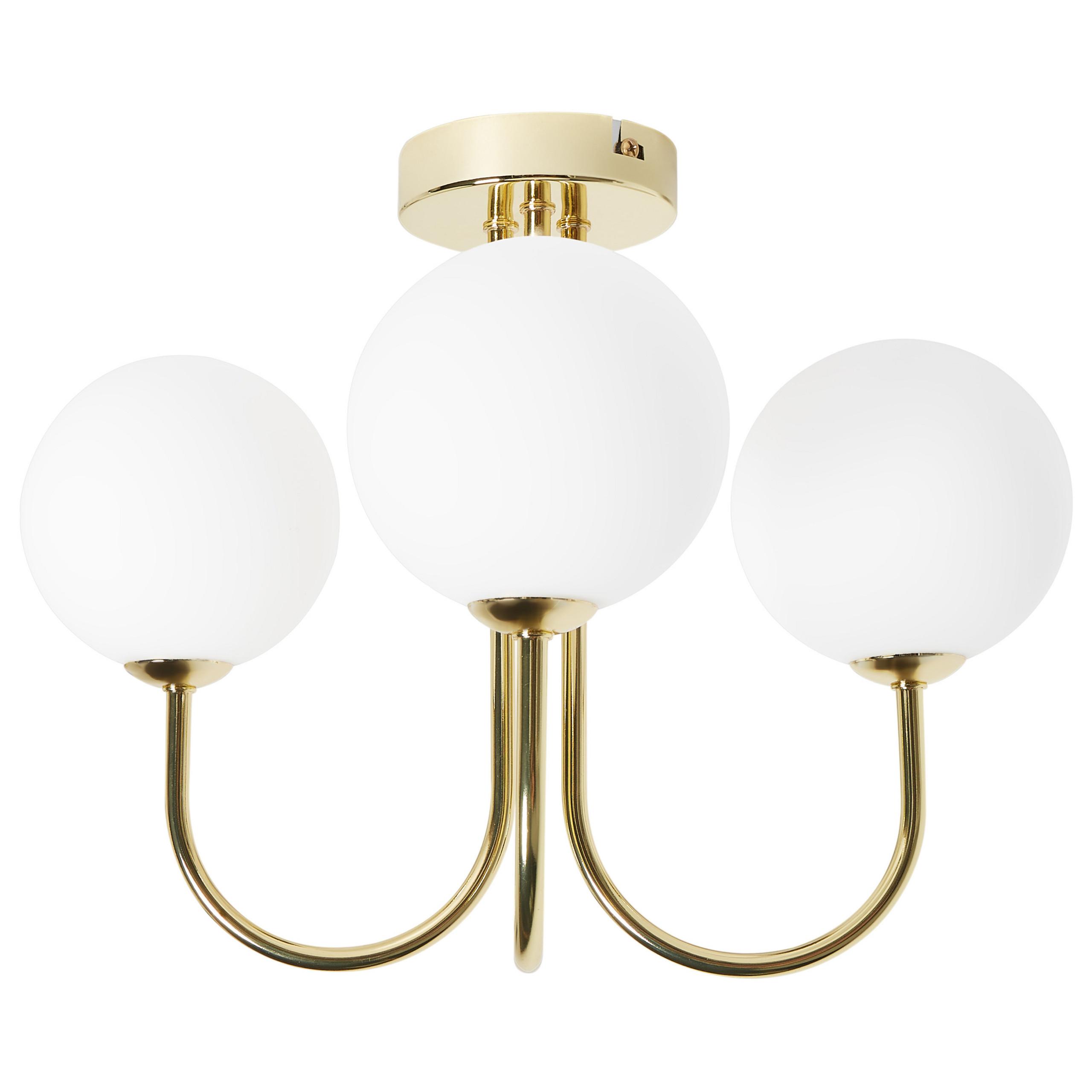 DECKENLAMPE Gold/Weiß Shire - Goldfarben/Weiß, Glas (30/30/29cm) - Beliani