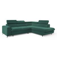 ECKSOFA VELISS Blau Veloursstoff mit Schlaffunktion - Blau, Holz (255/193cm) - MASSENO