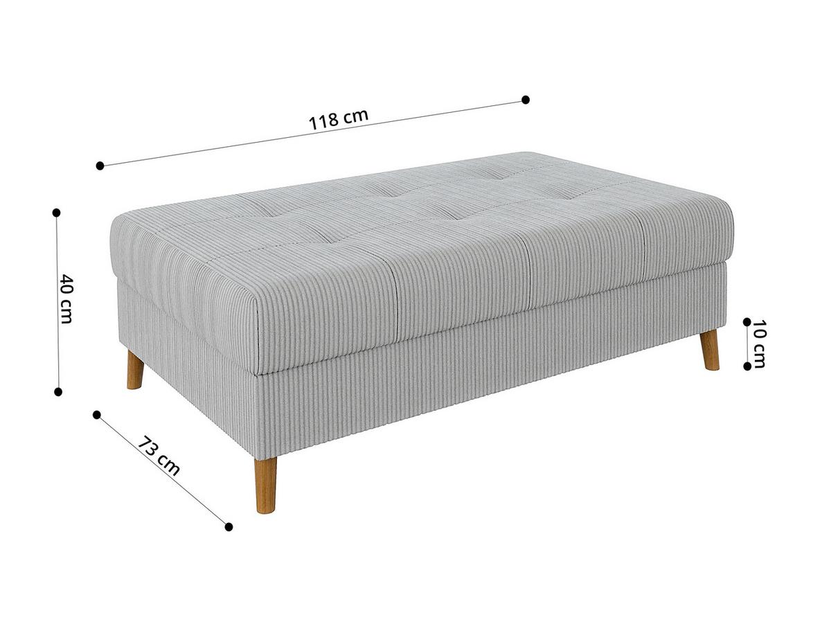ECKSOFA inkl. Hocker Alma Hellgrau Cord - Ottomane rechts - Hellgrau/Braun, Holz/Textil (231/161cm) - S-Style Möbel