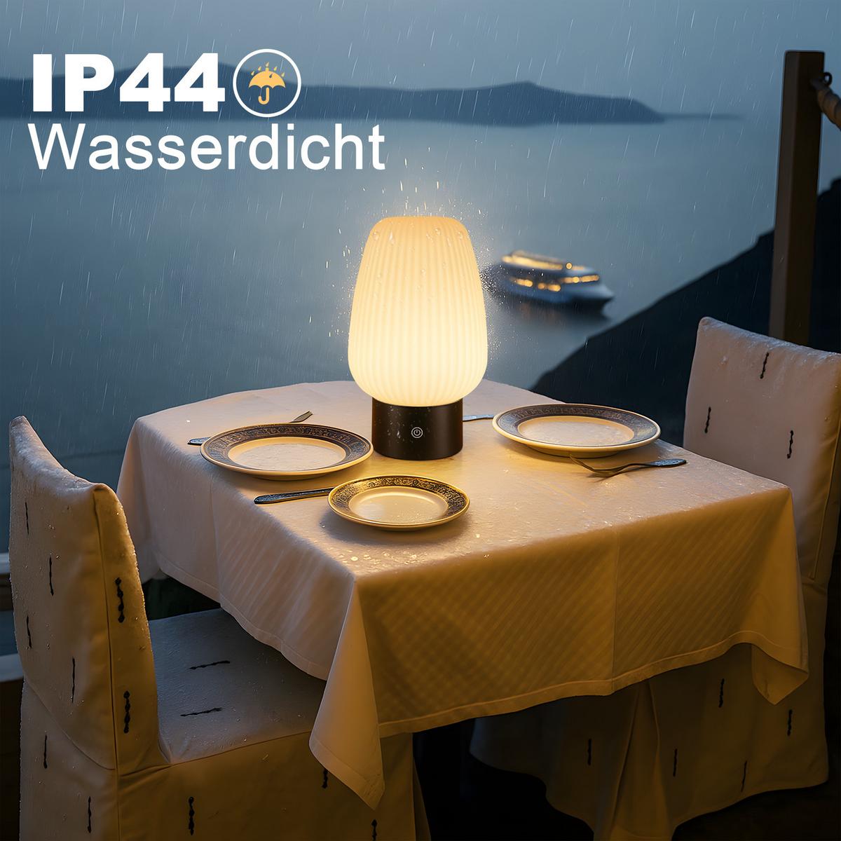 LED TISCHLAMPE Lampira 21/13/8.7 cm - Weiß, Glas (21/13/8.7cm) - ZMH