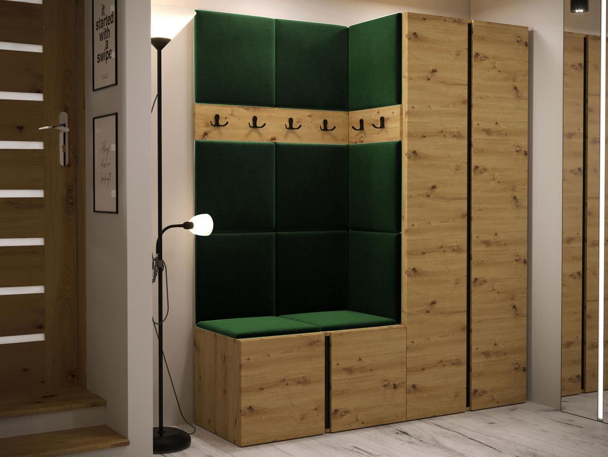 GARDEROBEN-SET Orion III - Eiche Artisan/Grün, Holzwerkstoff/Kunststoff (158/186/46cm) - MIRJAN24
