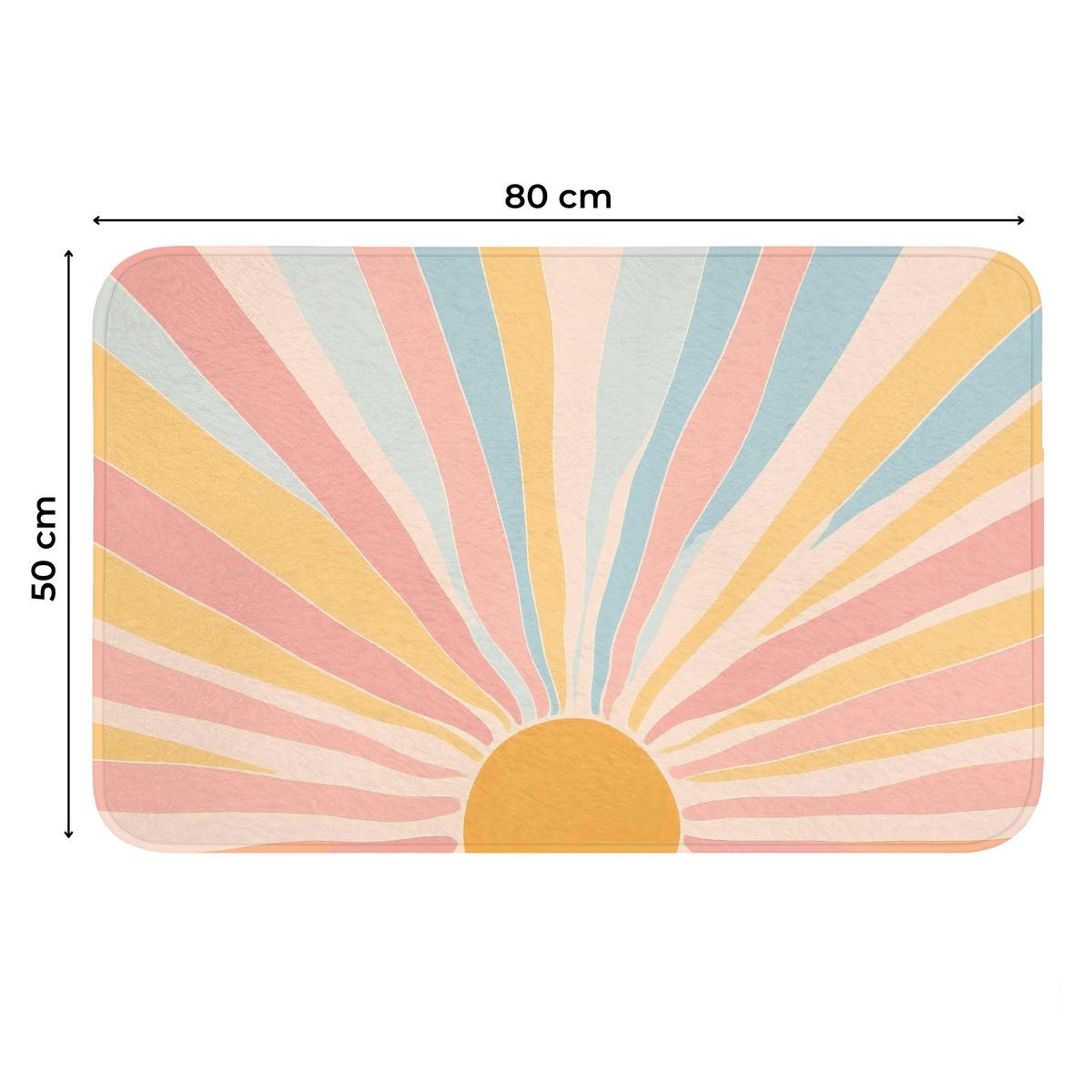 WC-VORLEGER Illustration - Sonne - Pastellfarben Toilettenteppich 80x50 cm - Pastellblau, Textil (80/1cm) - OnlyWow