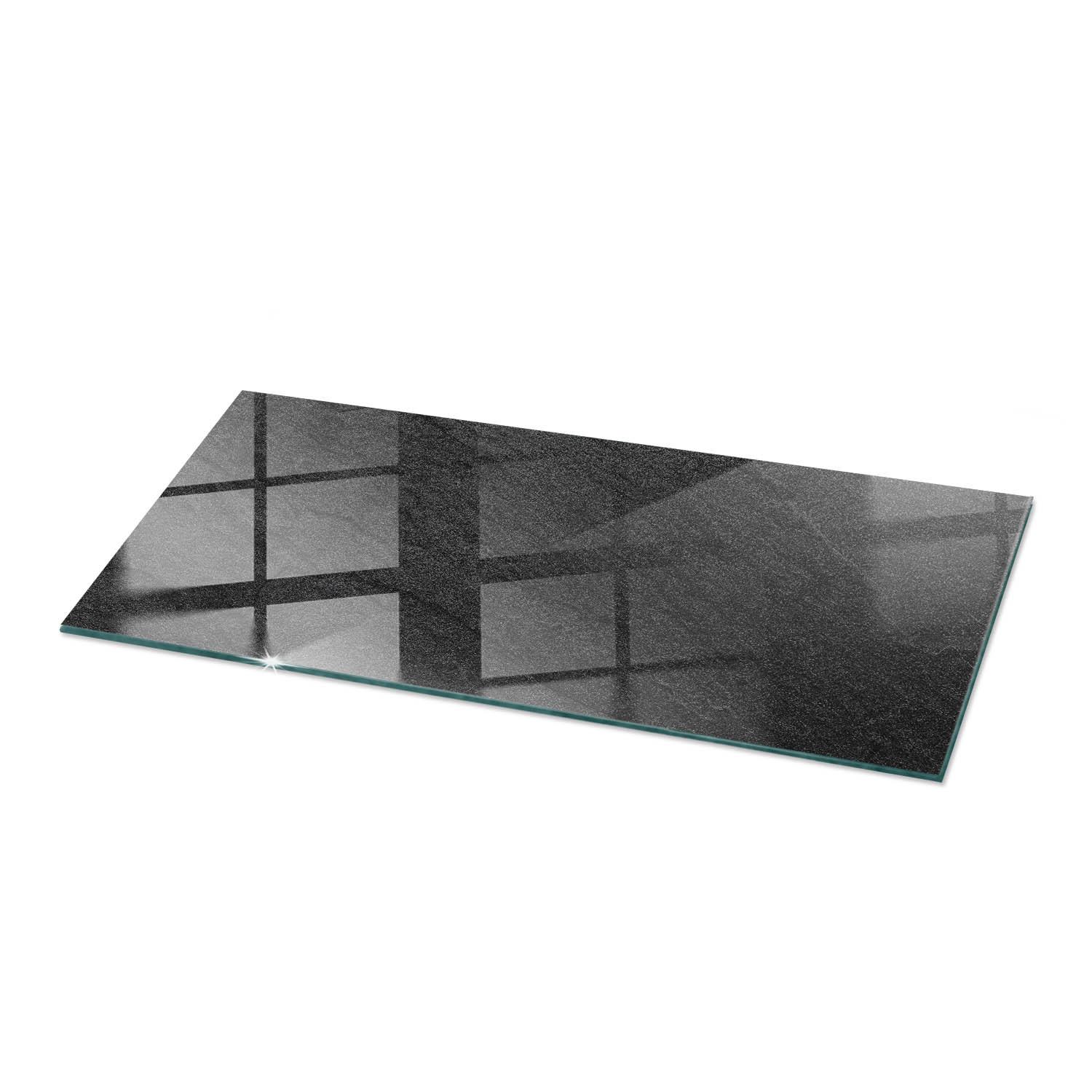 TISCHPLATTE 125x50 cm Natürliche Steinstruktur - Schwarz, Glas (0.4/125/50cm) - TULUP