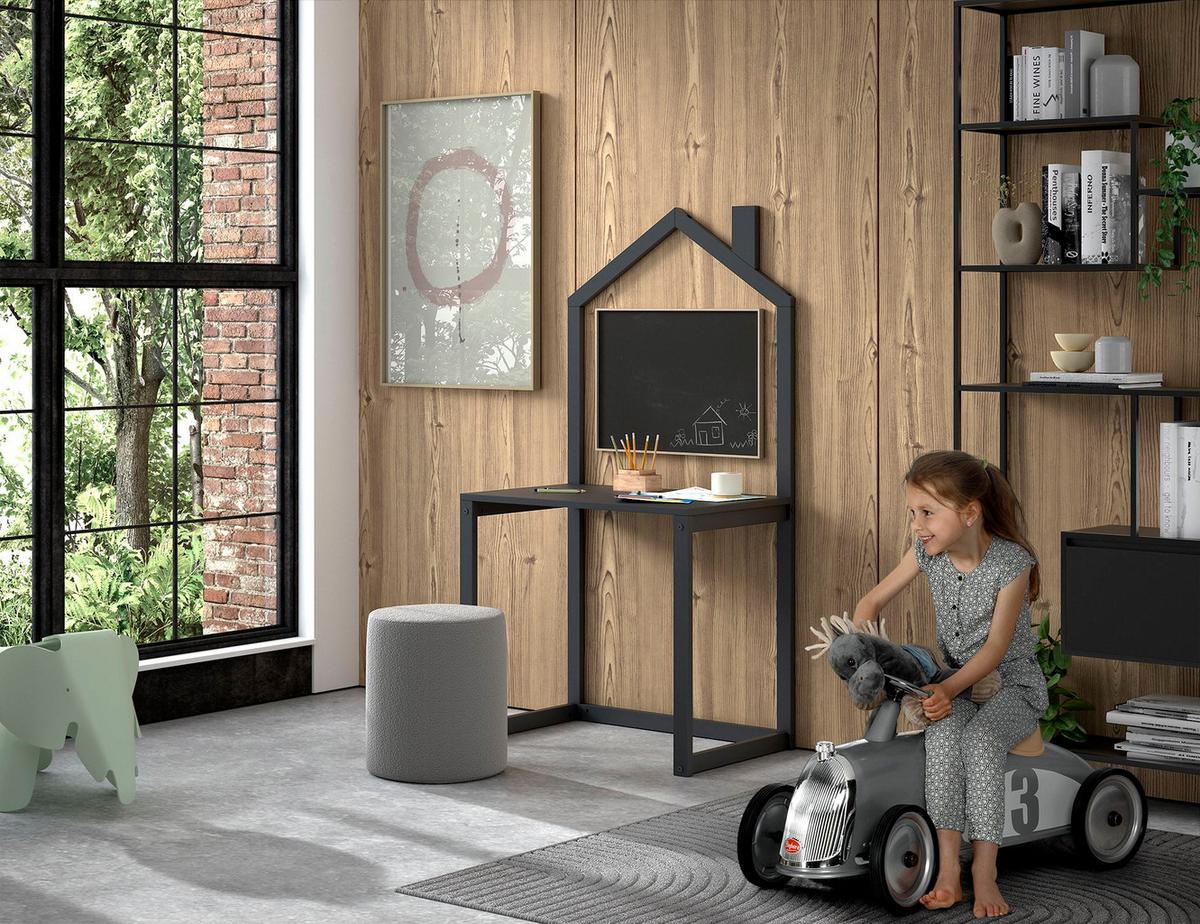 KINDERSCHREIBTISCH Kapua 80x50x151 Massivholz Anthrazit - Anthrazit, Holz (80/151/50cm) - 58aufmkessel