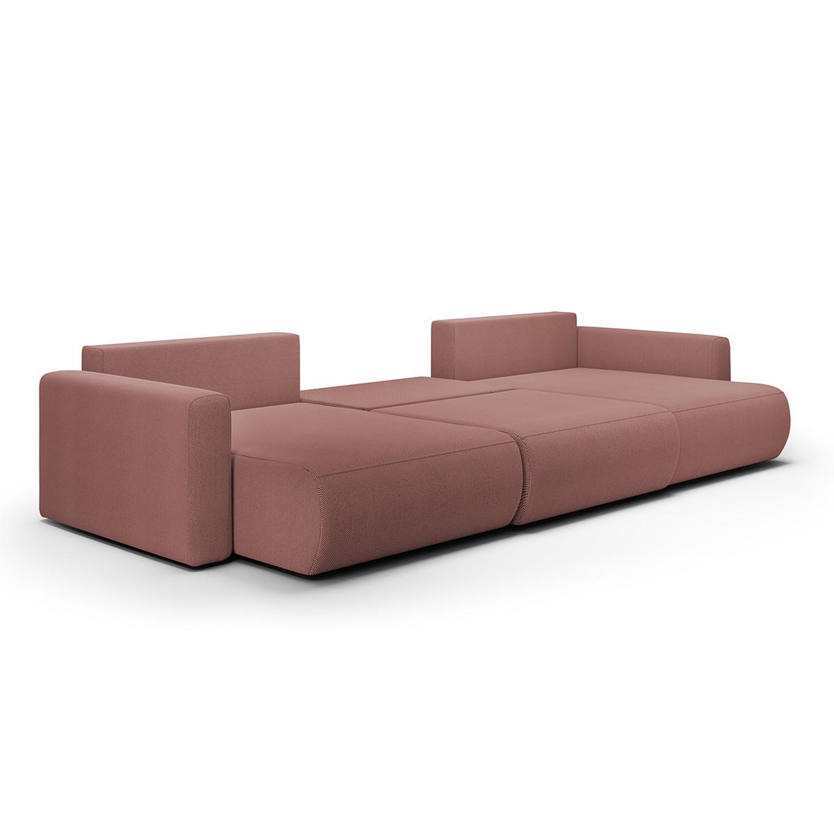 PANORAMASOFA Evy 4 Sitzplätze Rose - Pink, Holz (340/82/149cm) - Petits-meubles