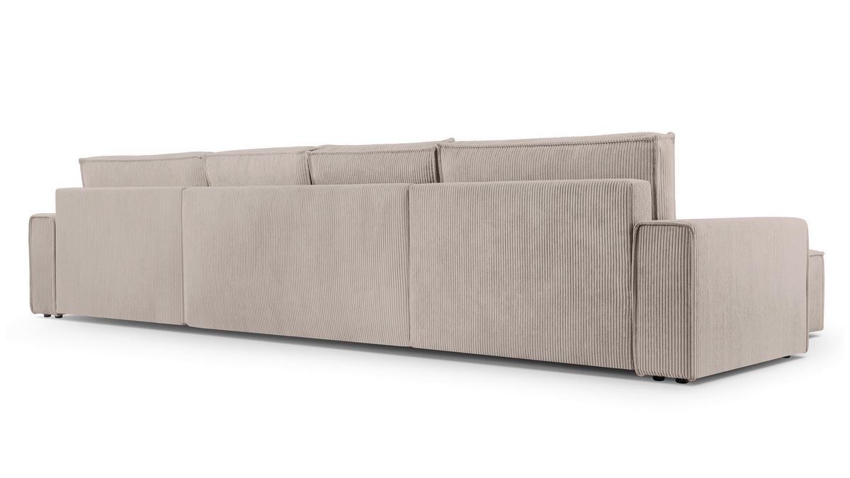 WOHNLANDSCHAFT Cedria Beige 389/145/85 cm mit Schlaffunktion - Beige/Schwarz, Kunststoff/Textil (389/85/145cm) - AX Living