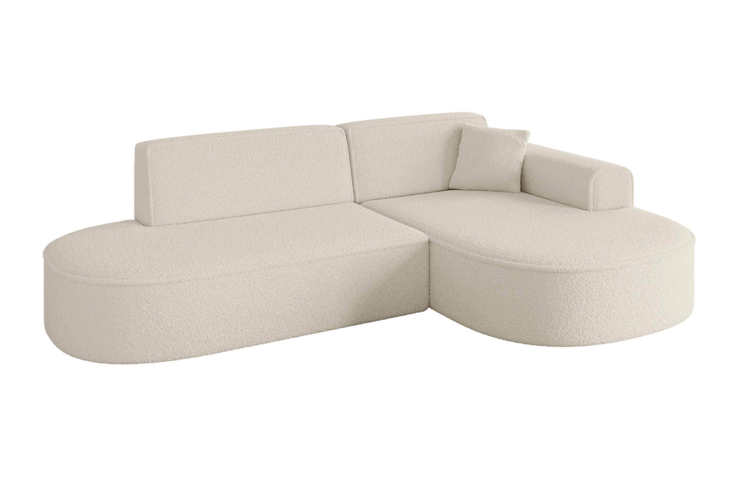 ECKSOFA Ottomane Rechts MARI-L1 - 243x171x79 cm Beige Bouclé - Beige/Schwarz, Holzwerkstoff/Kunststoff (234/163cm) - ALTDECOR