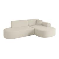 ECKSOFA Ottomane Rechts MARI-L1 - 243x171x79 cm Beige Bouclé - Beige/Schwarz, Holzwerkstoff/Kunststoff (234/163cm) - ALTDECOR