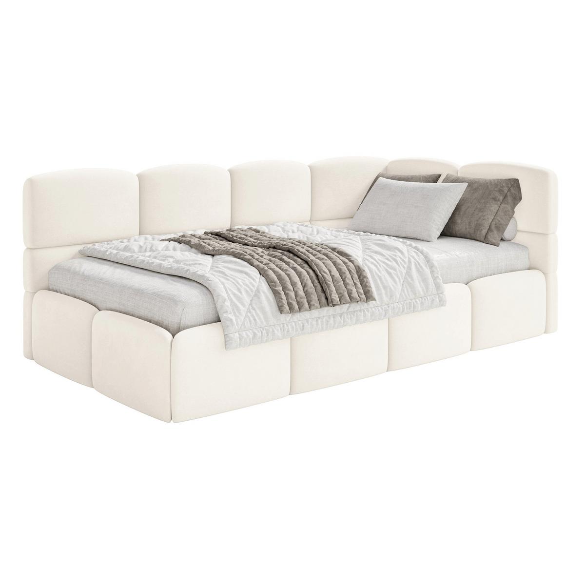 JUGENDBETT Cloudy Creme 120 x 200 cm - Creme/Schwarz, Kunststoff/Textil (120/200cm) - Selsey