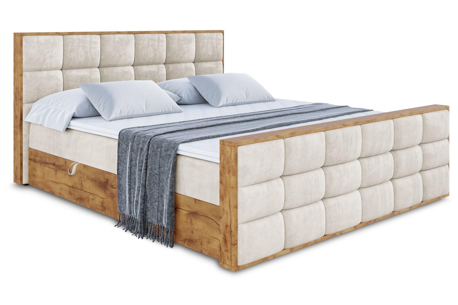 BOXBETT mit Matratze H3 und Lattenrost - LOLLI2-Z - 180x200 - Beige Casablanca - Beige, Holzwerkstoff (180/200cm) - ALTDECOR