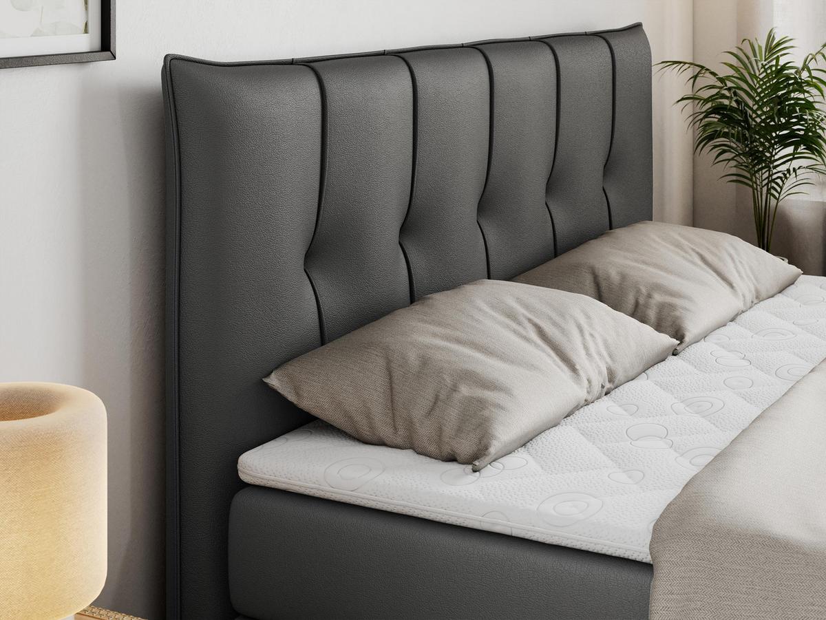 BOXSPRINGBETT PREMIUM 10 KING 200/200 Dunkelgrau Kunstleder - H3 - Dunkelgrau, Holz/Textil (200/200cm) - MKS