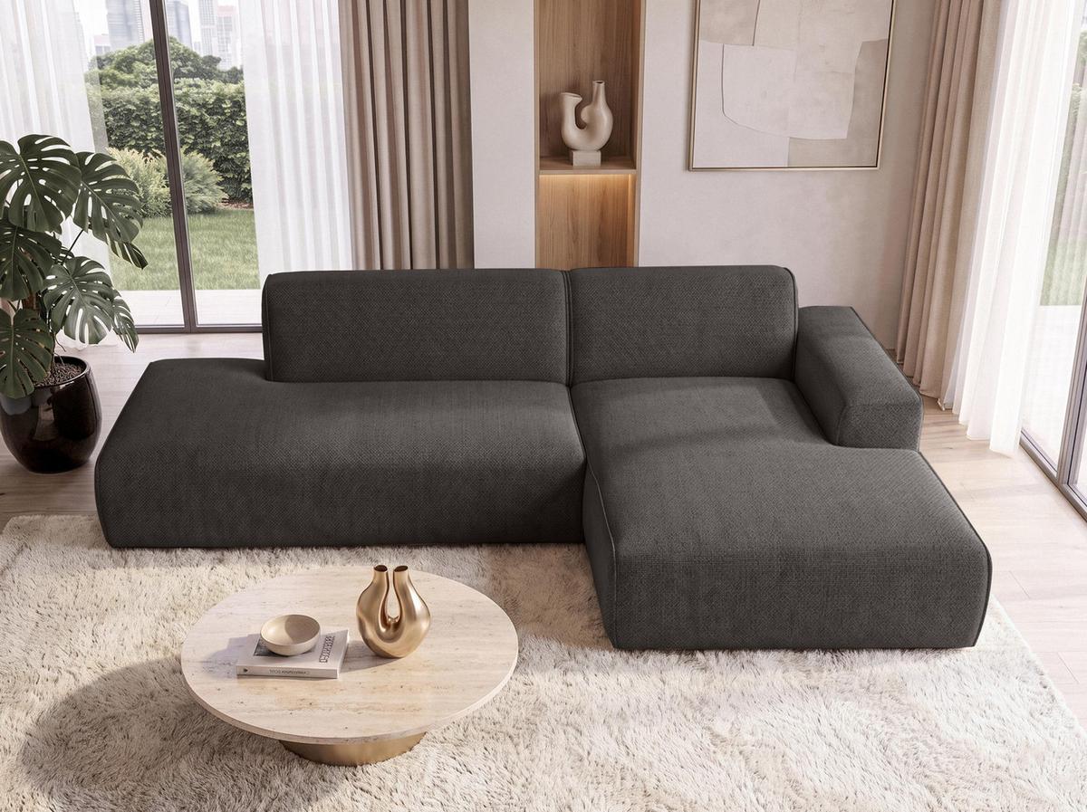 ECKSOFA L Form Didim Duo Graphit 288/162/80 cm – stilvolle kleine Eckcouch Rechts - Graphitfarben/Schwarz, Kunststoff/Textil (162/288cm) - AX Living