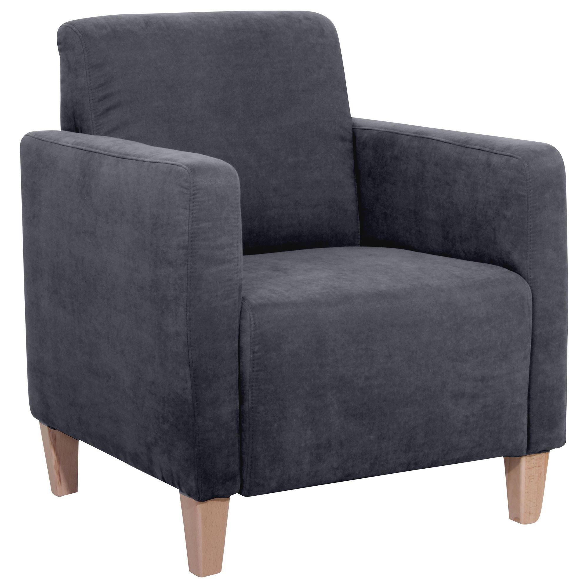 SESSEL Karol Bezug Veloursstoff Buche natur / anthrazit - Anthrazit, Kunststoff (71/81/70cm) - 58aufmkessel
