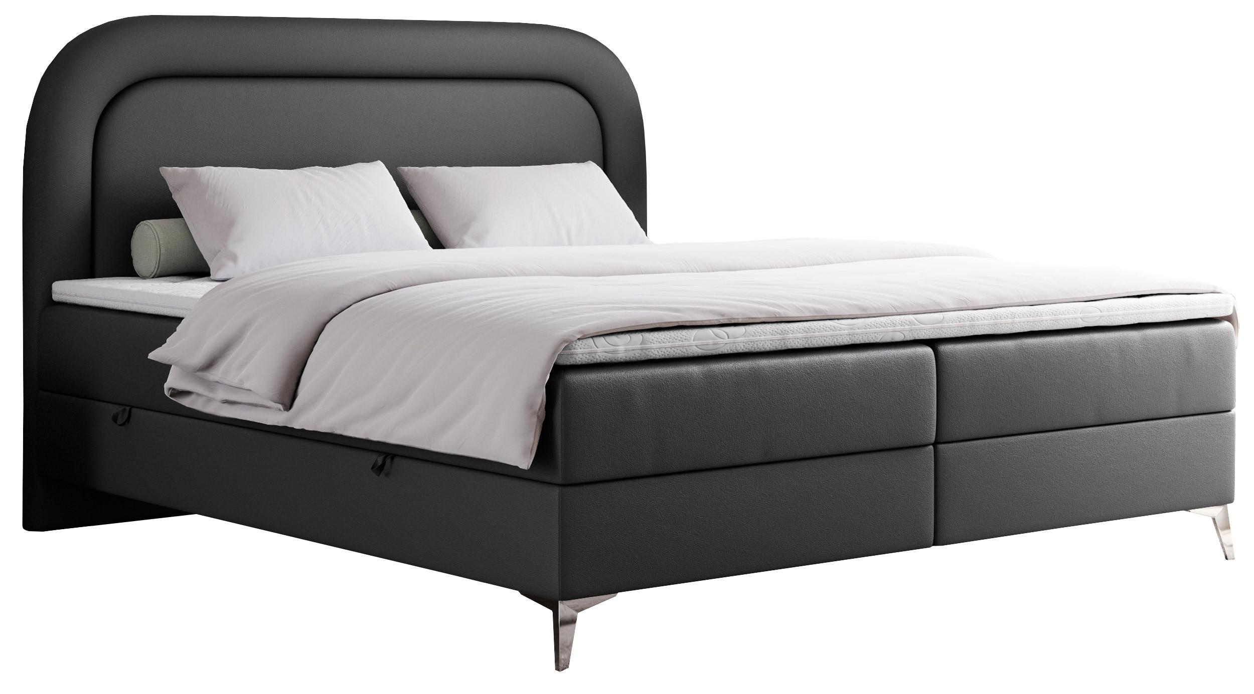 BOXBETT EIRA 180/200 Dunkelgrau Kunstleder - H4 - Dunkelgrau/Silberfarben, Holz/Textil (180/200cm) - MKS
