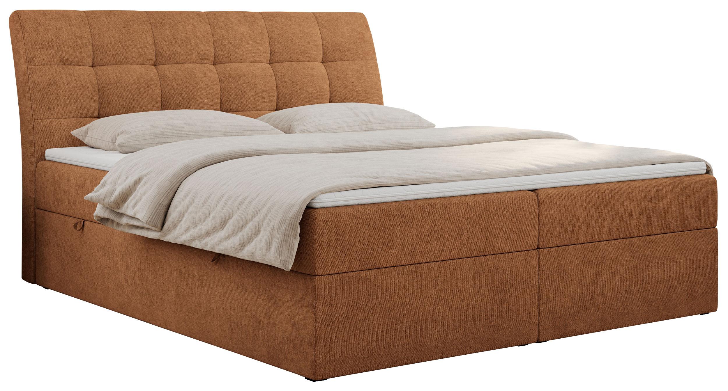 BOXBETT DIEGOS 200/200 Orange Struktur - H3 - Orange, Holz/Textil (200/200cm) - MKS