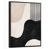 LEINWAND Bilder mit Rahmen - Abstrakt - Japandi - Beige - Modern - 30x40 - Schwarz, Textil (30/40cm) - MuchoWow