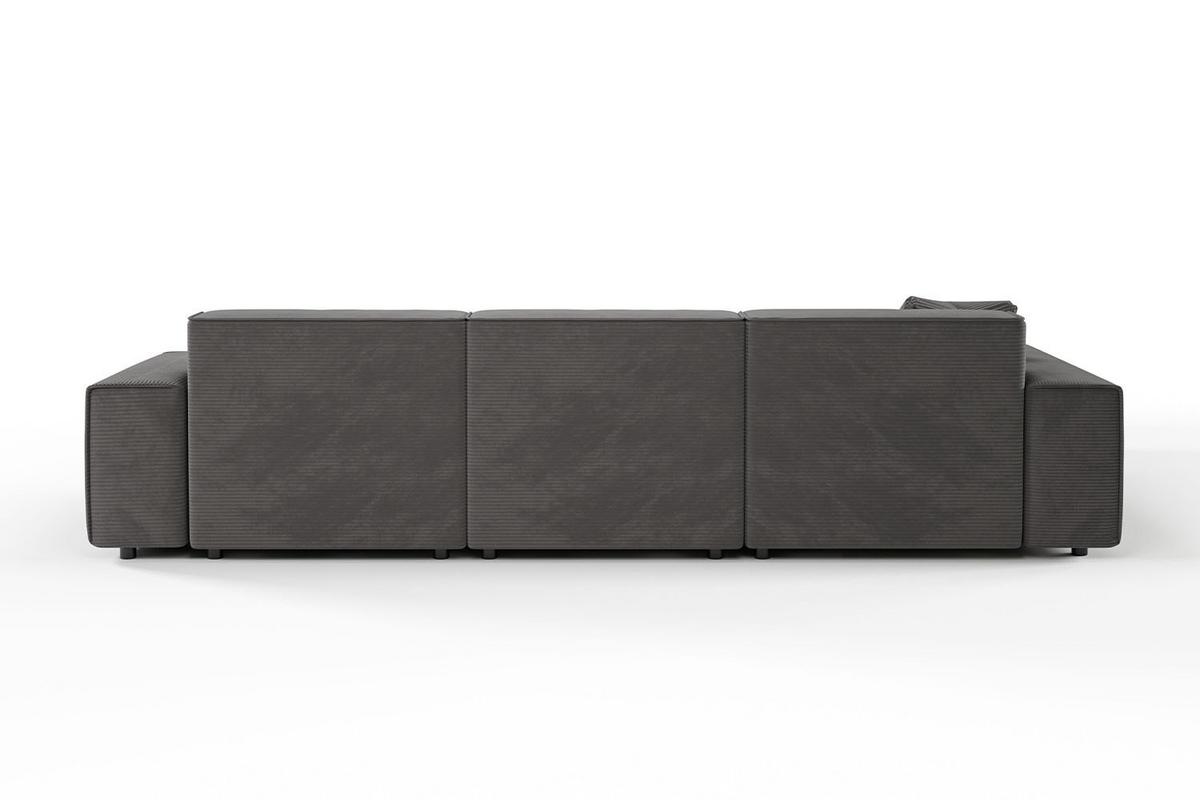 ECKSOFA RANI Grau Cord - Schwarz/Grau, Kunststoff/Textil (299/189cm) - KAWOLA