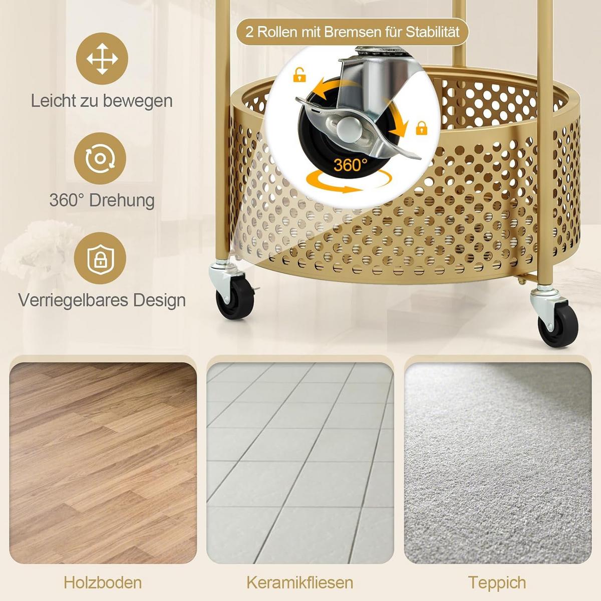 BEISTELLTISCH Gold - Goldfarben, Metall (36.5/40/71cm) - COSTWAY