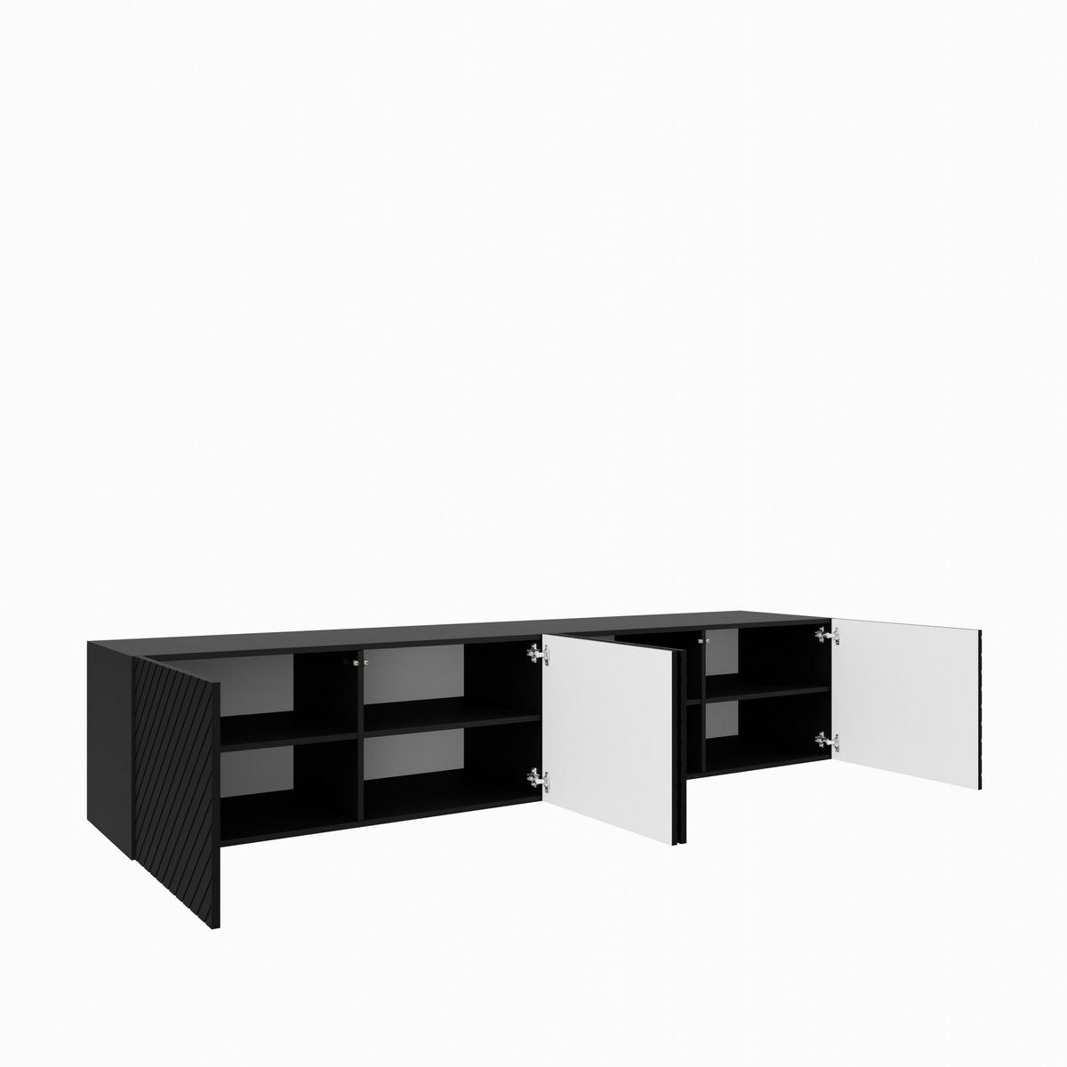 LOWBOARD CAVA 200/41/40 cm, Hängender TV-Schrank Schwarz - Schwarz, Holzwerkstoff (200/41/40cm) - MASSENO