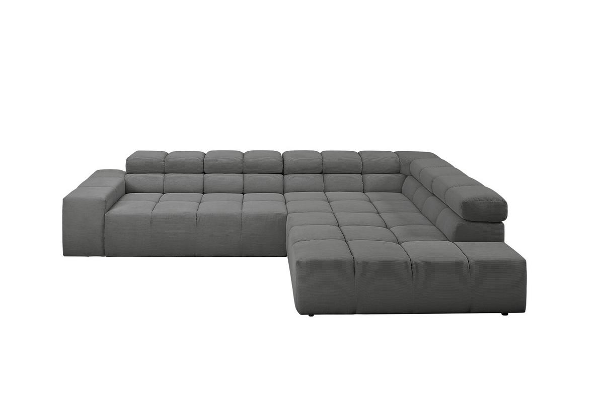 ECKSOFA NEVADA Anthrazit Cord - Anthrazit/Schwarz, Kunststoff/Textil (319/215cm) - KAWOLA