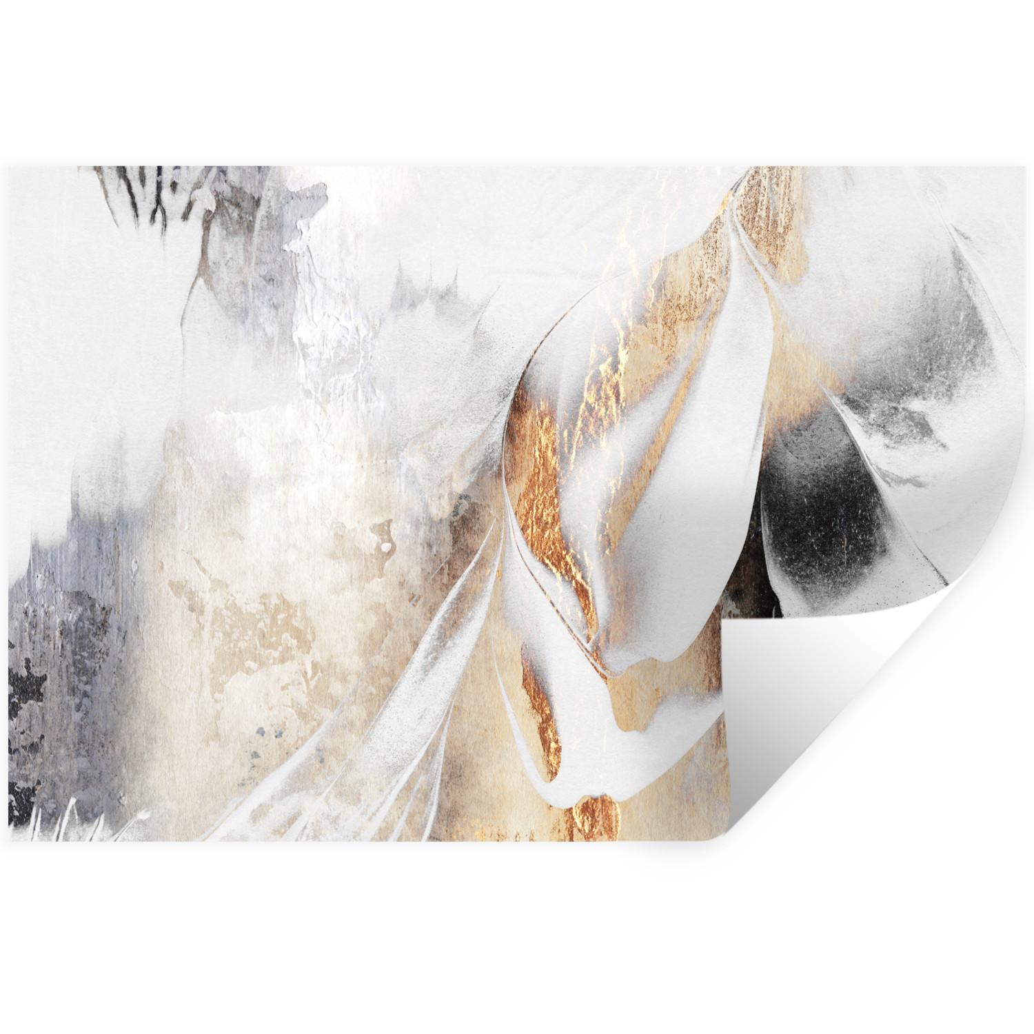 WANDTATTOO Luxus - Abstrakt - Gold - Weiß Wandsticker 120x80 cm - Goldfarben, Kunststoff (120/80/0.1cm) - MuchoWow