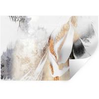 WANDTATTOO Luxus - Abstrakt - Gold - Weiß Deko Wohnzimmer 60x40 cm - Goldfarben, Kunststoff (60/40/0.1cm) - MuchoWow