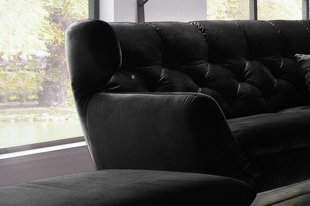 SOFA CHARME Schwarz Velvet - Schwarz, Textil (225/94/95cm) - KAWOLA