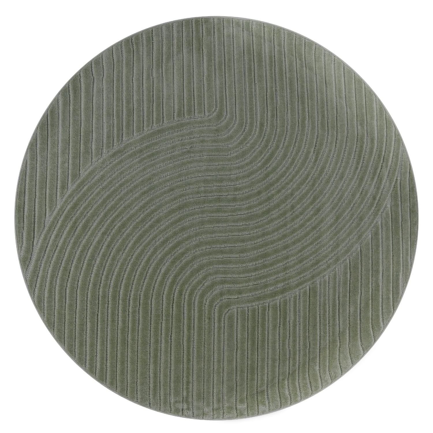 KURZFLORTEPPICH, mit Struktur, Florhöhe 6 mm, Grün, Ø 120 cm - Grün, Textil (120/120cm) - KADIMA DESIGN