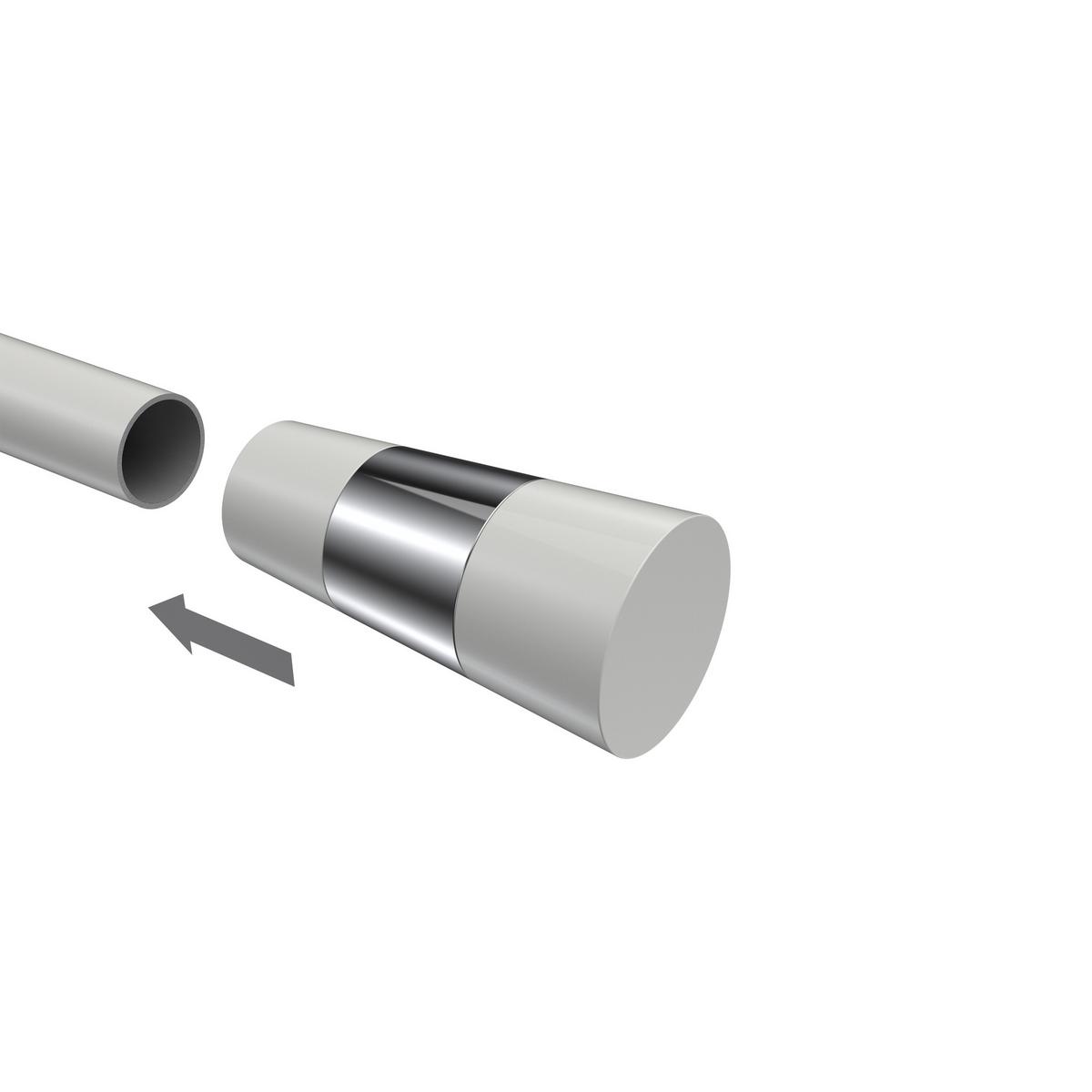 ENDSTÜCKE FÜR GARDINENSTANGEN 20 mm Ø, Tanara Weiß/Chrom, Packung 2 Stück - Chromfarben/Weiß, Metall (6.5/3.2/3.2cm) - INTERDECO