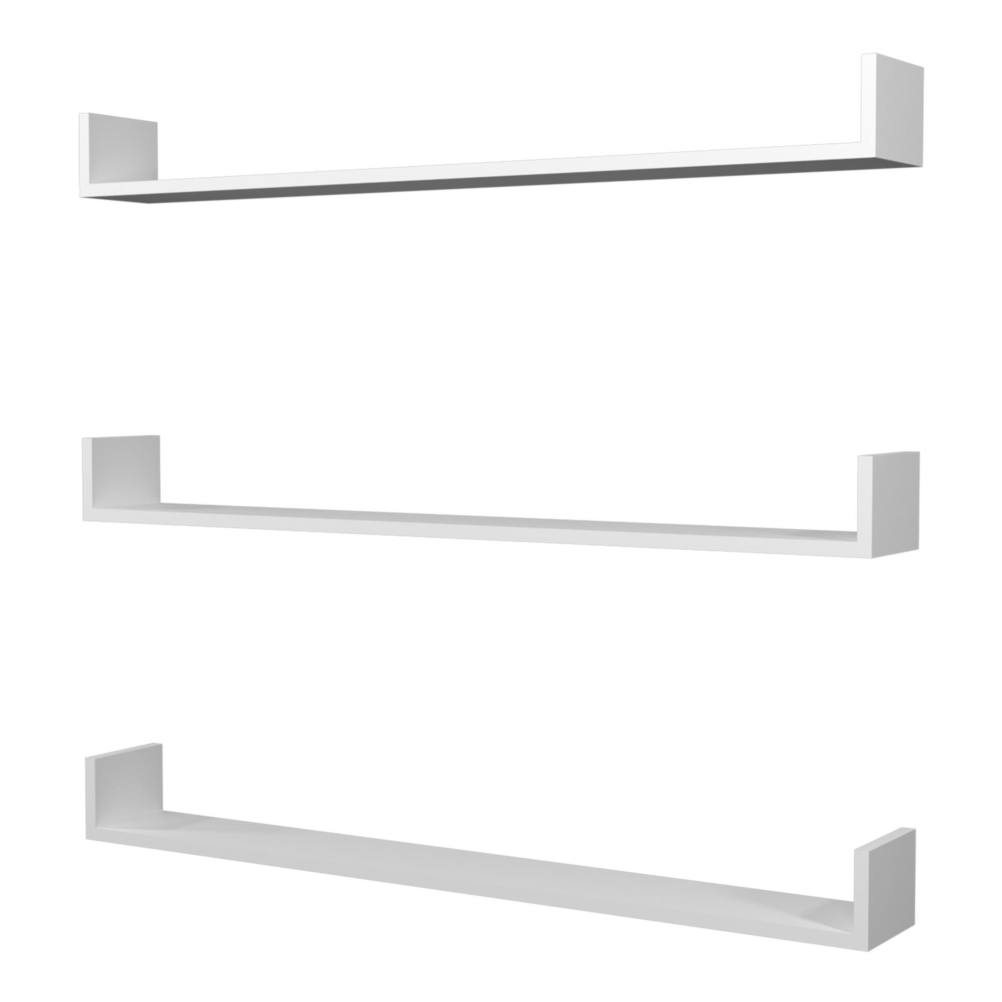 WANDREGAL-SET 3 TLG. Höganäs - Weiß, Holzwerkstoff (120/12/15cm) - [en.casa]