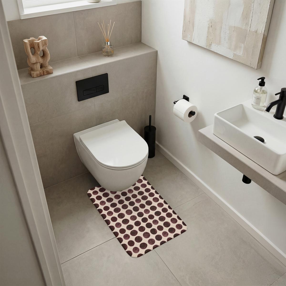 WC-VORLEGER Polka dots - Muster - Braun WC Teppich 40x60 cm - Bordeaux, Textil (40/1cm) - OnlyWow