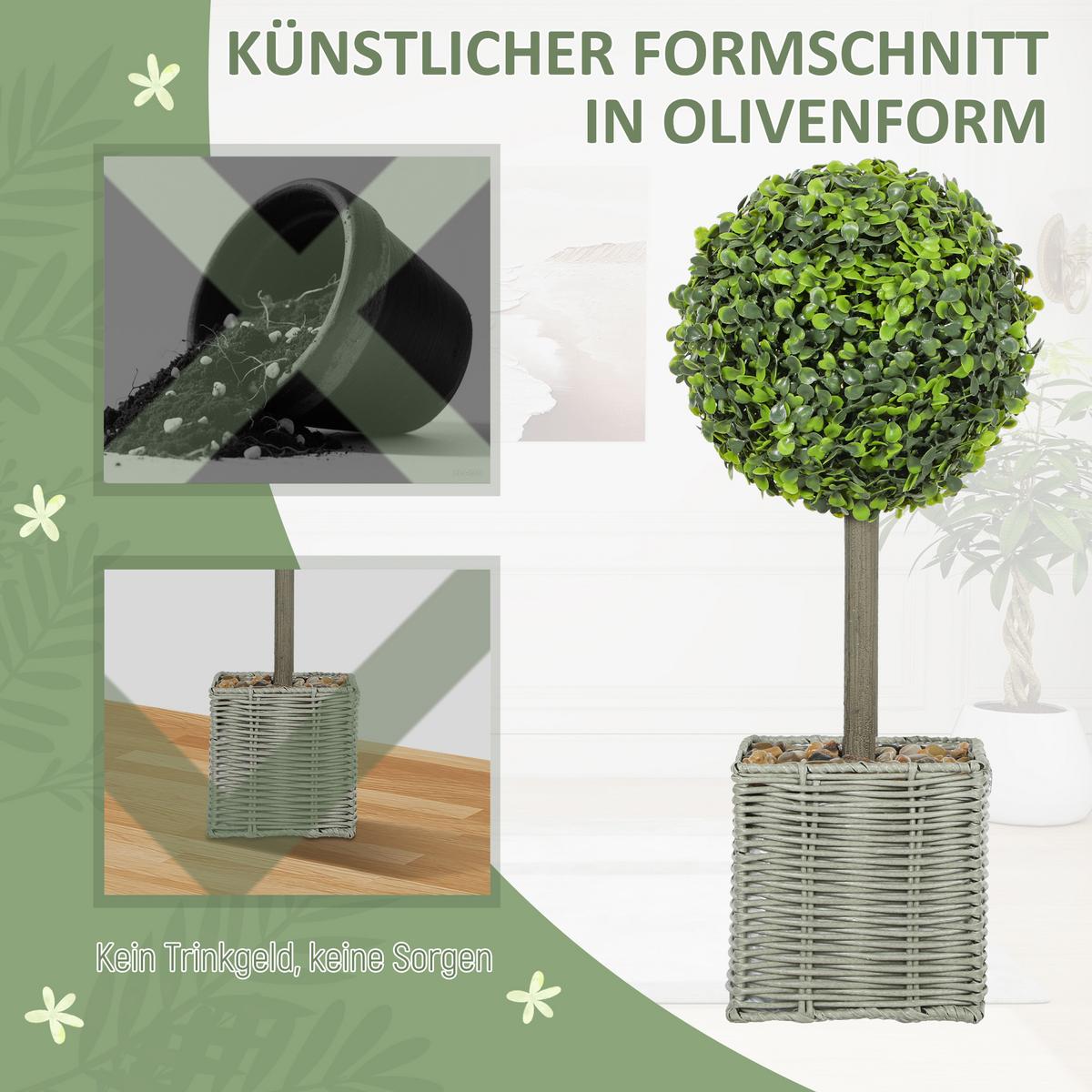 KUNSTPFLANZE 2er Set Kunststoff Zement Grün - Grün, Kunststoff (50cm) - HOMCOM