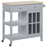 SERVIERWAGEN Grau Genoa - Dunkelgrau/Braun, Holzwerkstoff (80/88/43cm) - Beliani