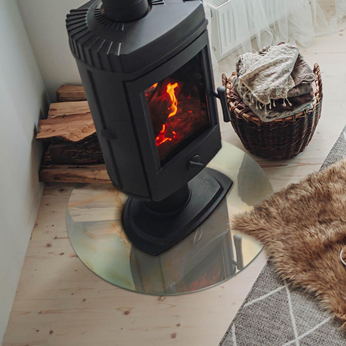 GLASPLATTE für Kamin Ø 60 cm - Türkis, Glas (60/60/0.4cm) - TULUP