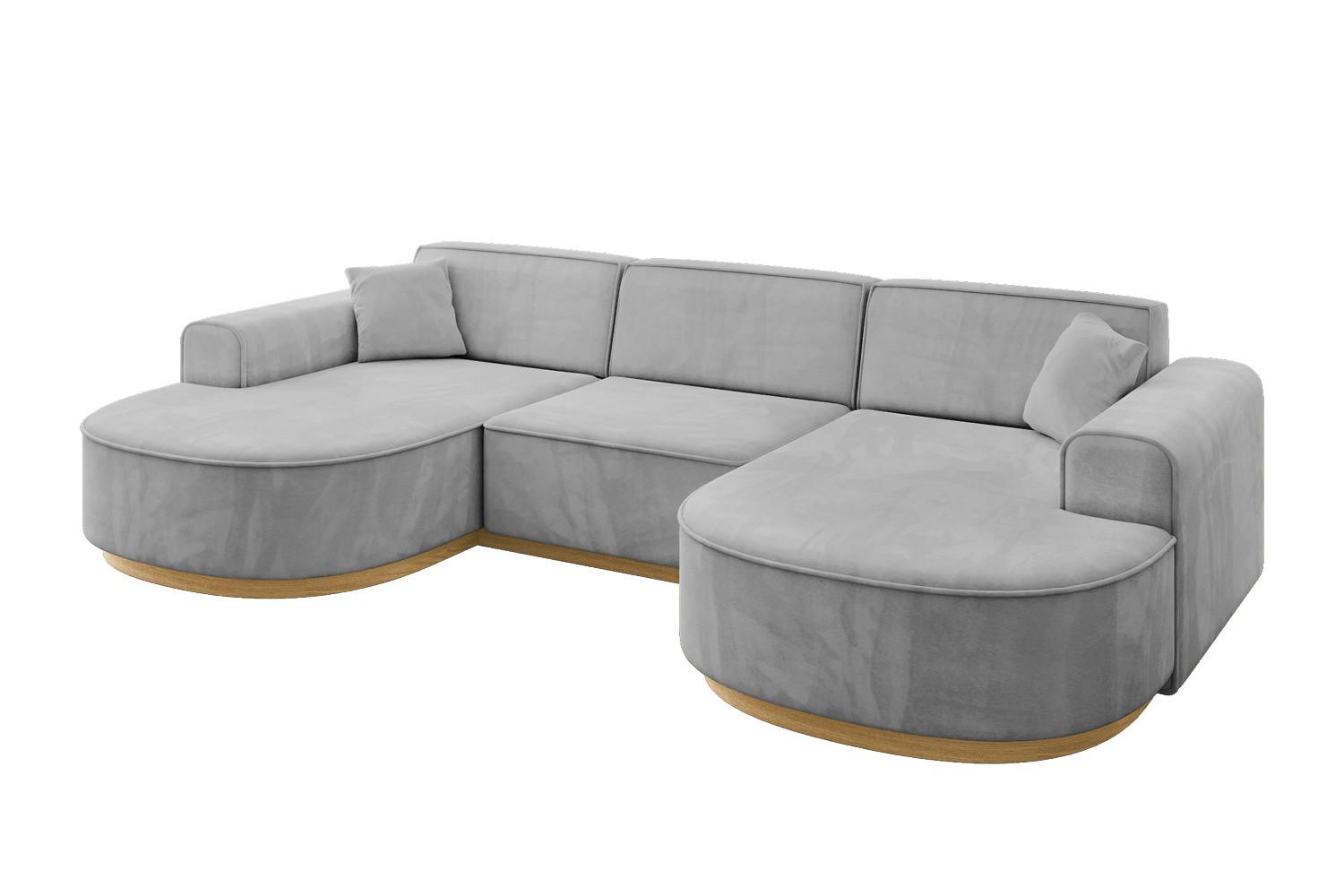WOHNLANDSCHAFT MARI-U1-v2 - 303x171x83 cm Grau Velours - Grau, Holzwerkstoff/Textil (303/83/171cm) - ALTDECOR