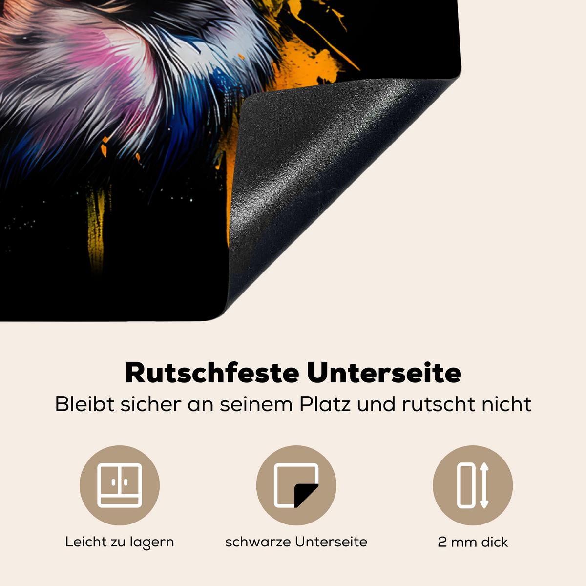 HERDABDECKPLATTE Affe - Graffiti - Farbenfroh - Bananen - Modern Induktionsmatte 78x78 cm - Gelb, Kunststoff (78/78/0.2cm) - MuchoWow