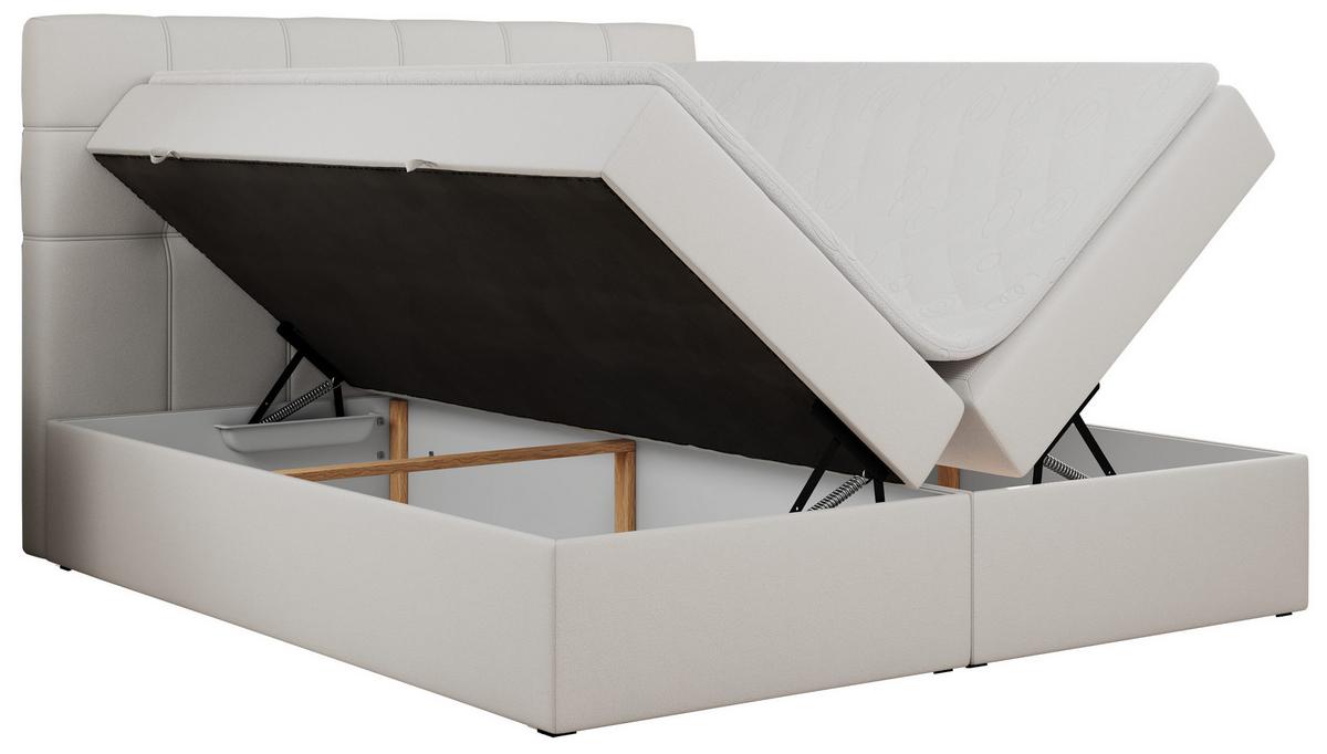 BOXBETT ERNI 160/200 - Weiß Kunstleder - H3 - Weiß, Holz/Textil (160/200cm) - MKS