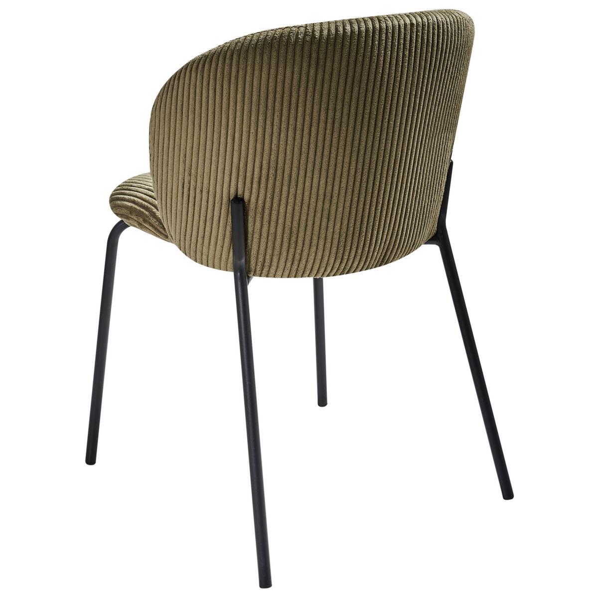 ESSZIMMERSTUHL 2er-Set Cord Olivgrün Miles - Schwarz/Grün, Textil (53/83/55cm) - Beliani