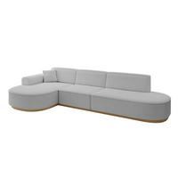 ECKSOFA Ottomane Links MARI-L2-v2 - 328x171x83 cm Hellgrau Bouclé - Hellgrau, Holzwerkstoff/Textil (328/171cm) - ALTDECOR