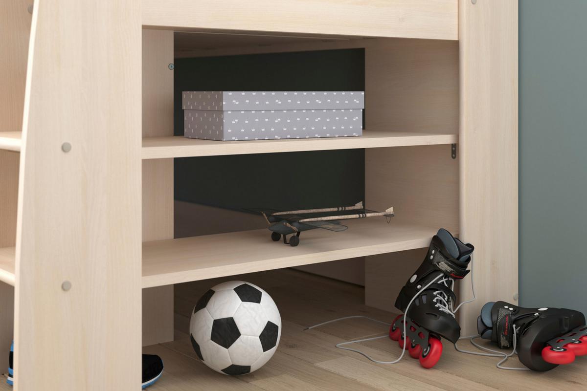 KINDERZIMMER Set Hochbett 90x200 cm mit Schreibtisch Kleiderschrank - Silberfarben/Weiß, Holzwerkstoff/Kunststoff (206/179/114cm) - Parisot Meuble